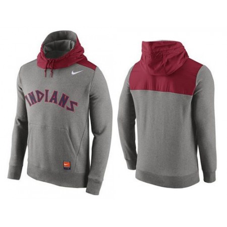 Men's Cleveland indians Gray Cooperstown Collection Hybrid Pullover Hoodie