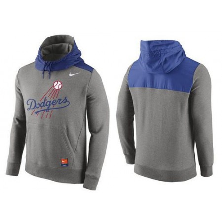 Men's Los Angeles Dodgers Gray Cooperstown Collection Hybrid Pullover Hoodie_1