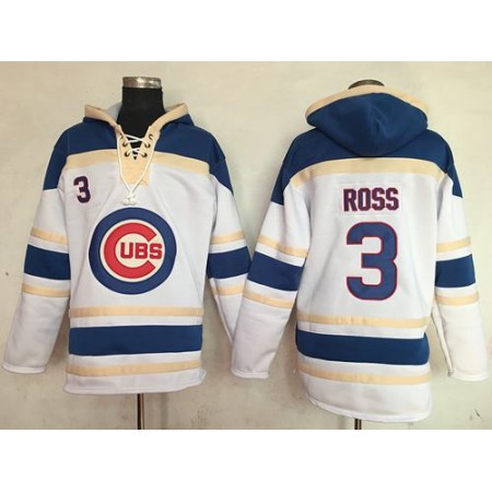 Cubs #3 David Ross White Sawyer Hooded Sweatshirt MLB Hoodie