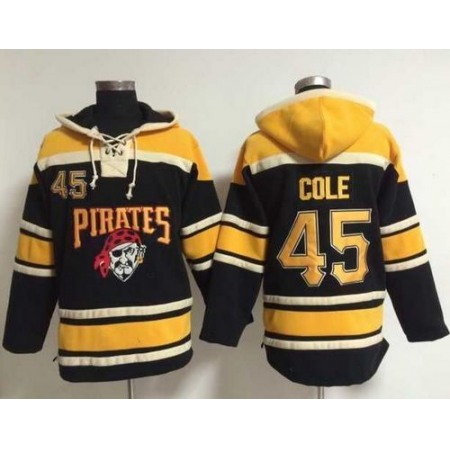 Pirates #45 Gerrit Cole Black Sawyer Hooded Sweatshirt MLB Hoodie