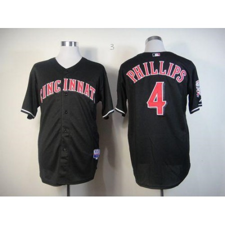 Reds #4 Brandon Phillips Black Stitched MLB Jersey