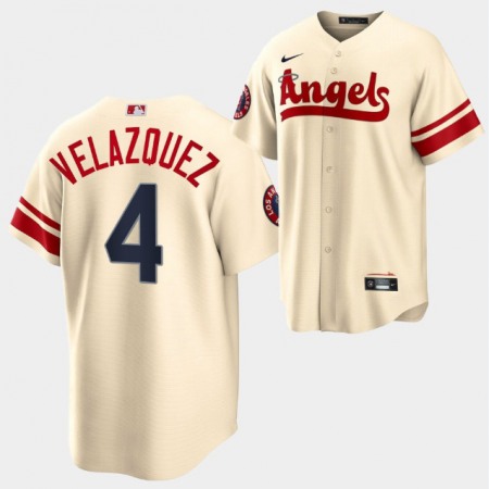 Men's Los Angeles Angels #4 Andrew Velazquez 2022 Cream City Connect Cool Base Stitched Jersey