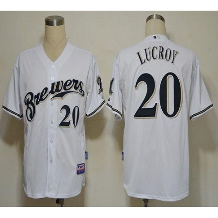 Brewers #20 Jonathan Lucroy White Cool Base Stitched MLB Jersey