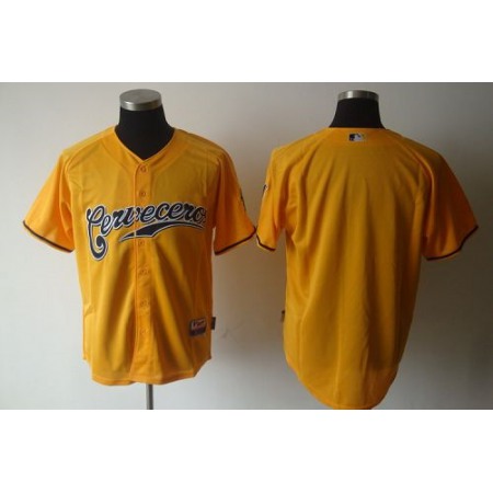 Brewers Blank Yellow Cerveceros Cool Base Stitched MLB Jersey