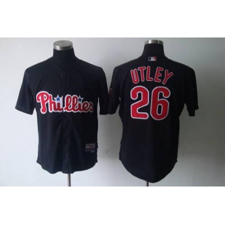 Phillies #26 Chase Utley Black Stitched MLB Jersey