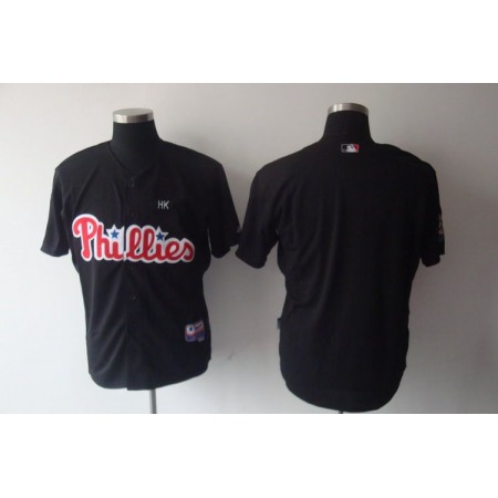 Phillies Blank Stitched Black MLB Jersey