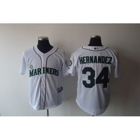 Mariners #34 Felix Hernandez White Cool Base Stitched MLB Jersey