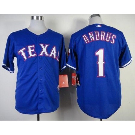 Rangers #1 Elvis Andrus Blue Stitched MLB Jersey