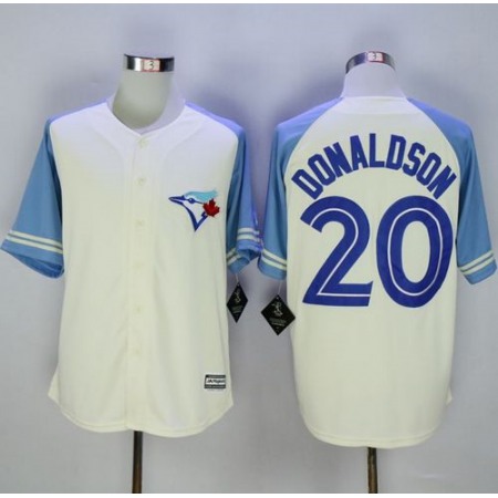 Blue Jays #20 Josh Donaldson Cream/Blue Exclusive New Cool Base Stitched MLB Jersey