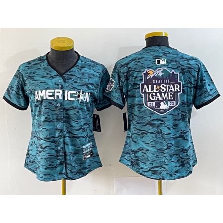 Women's 2023 All-star Teal Big Logo Stitched Baseball Jersey(Run Small)