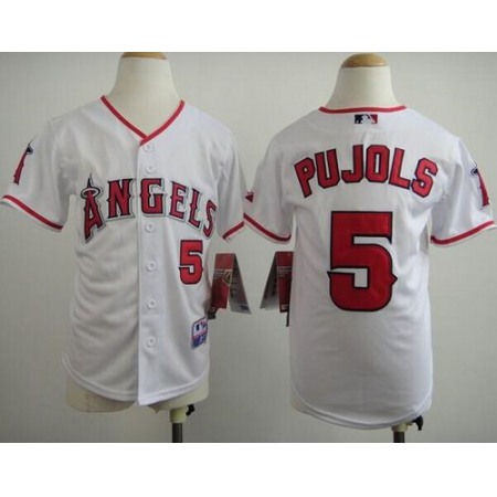 Angels #5 Albert Pujols White Stitched Youth MLB Jersey