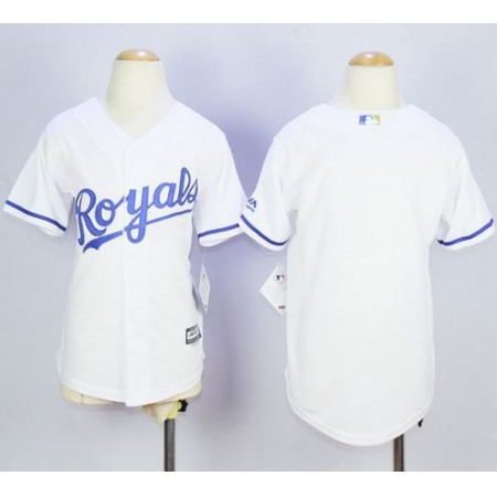 Royals Blank White Cool Base Stitched Youth MLB Jersey