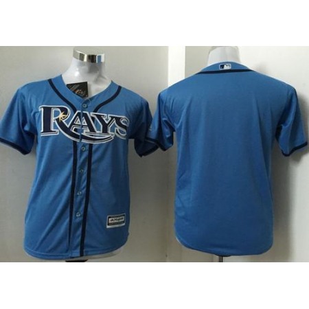 Rays Blank Light Blue Cool Base Stitched Youth MLB Jersey