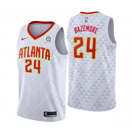 Men's Atlanta Hawks #24 Kent Bazemore White Association Edition Stitched Jersey