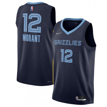 Men's Memphis Grizzlies #12 Ja Morant 75th Anniversary 2021 Navy Swingman Stitched Jersey