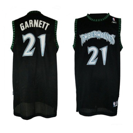 Timberwolves #21 Retro Garnett Black Throwback Stitched NBA Jersey