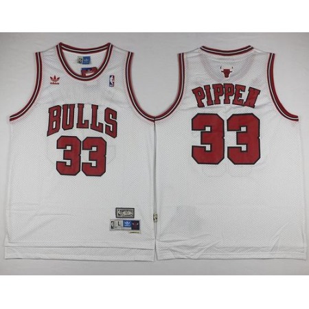 Bulls #33 Scottie Pippen White Throwback Stitched NBA Jersey