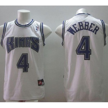 Kings #4 Chris Webber White Home Throwback Stitched NBA Jersey