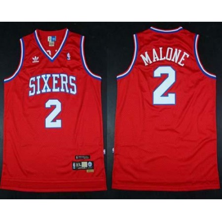 Throwback 76ers #2 Malone Red Stitched NBA Jersey