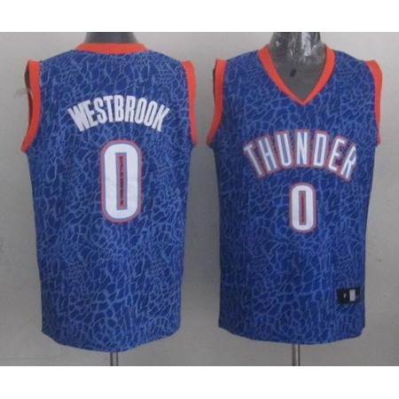 Thunder #0 Russell Westbrook Blue Crazy Light Stitched NBA Jersey