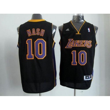 Lakers #10 Steve Nash Black(Purple NO.) Stitched NBA Jersey