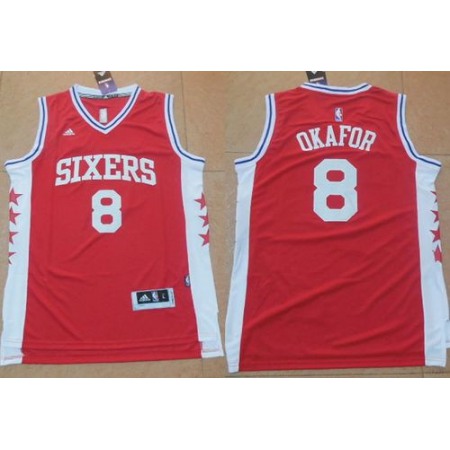 76ers #8 Jahlil Okafor Red Stitched NBA Jersey