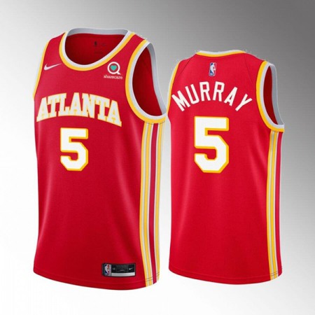 Men's Atlanta Hawks #5 Dejounte Murray Red Stitched Jersey