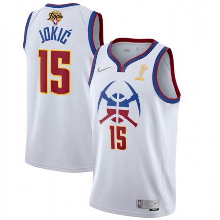 Men's Denver Nuggets #15 Nikola Jokic White 2023 Finals Champions Earned Edition Stitched Basketball Jersey