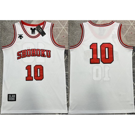 Men's Shohoku #10 Sakuragi Hanamichi White Stitched Basketball Jersey