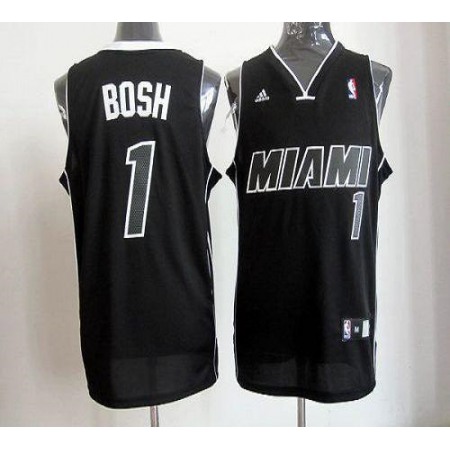 Revolution 30 Heat #1 Chris Bosh Black/White Stitched NBA Jersey