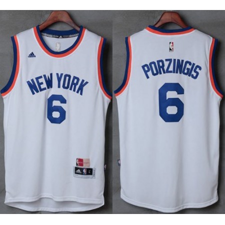 Knicks #6 Kristaps Porzingis New White Stitched NBA Jersey