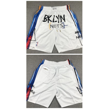 Men's Brooklyn Nets White Shorts (Run Small)