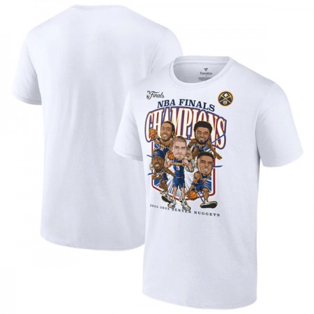 Men's Denver Nuggets White 2023 Finals Champions Caricature T-Shirt