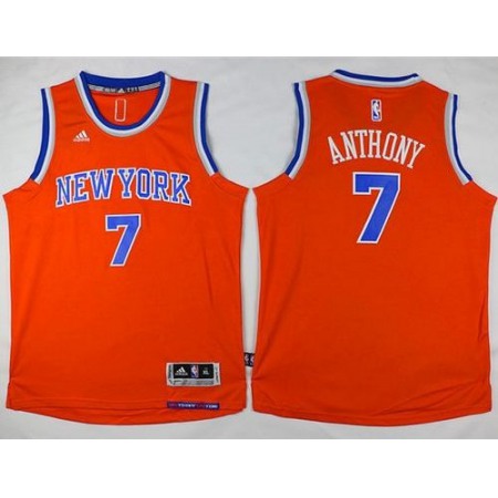 Knicks #7 Carmelo Anthony Orange Stitched Youth NBA Jersey