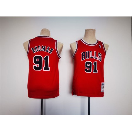 Youth Chicago Bulls #91 Dennis Rodman Red Stitched Basketball Jersey