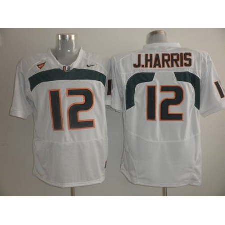 Hurricanes #12 Jacory Harris White Stitched NCAA Jerseys