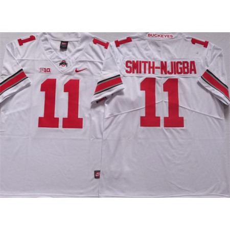 Men's Ohio State Buckeyes #11 SMITH-NJIGBA White Stitched Jersey