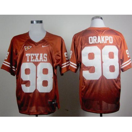 Longhorns #98 Brian Orakpo Orange Stitched NCAA Jersey