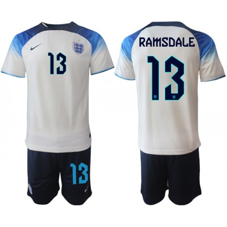 Men's England #13 Ramsdale White Home Soccer Jersey Suit