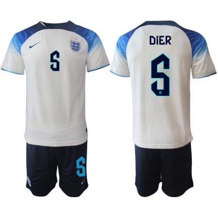 Men's England #5 Dier White Home Soccer Jersey Suit