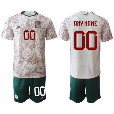 Men's Mexico Custom White Away Soccer Jersey Suit