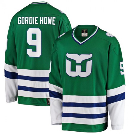 Men's Carolina Hurricanes Hartford Whalers #9 Gordie Howe Green Stitched Jersey