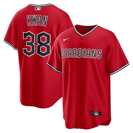 Men's Cleveland Guardians #38 Steven Kwan Nike Red Alternate Replica 2.0 Player Jersey