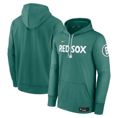 Men's Boston Red Sox Nike Green 2025 City Connect Authentic Collection Therma Pullover Hoodie