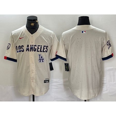 Men's Los Angeles Dodgers Blank Cream Stitched Baseball Jersey