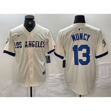 Men's Los Angeles Dodgers #13 Max Muncy Cream Stitched Baseball Jersey