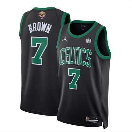 Men's Boston Celtics #7 Jaylen Brown Black 2024 Finals Statement Edition Stitched Basketball Jersey