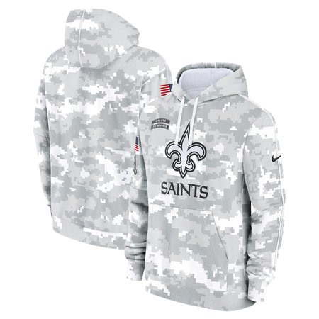 Youth New Orleans Saints Nike White/Gray 2024 Salute To Service Pullover Hoodie