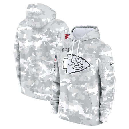 Men's Kansas City Chiefs Nike Arctic Camo 2024 Salute to Service Club Fleece Pullover Hoodie