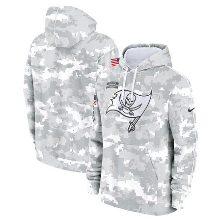 Youth Tampa Bay Buccaneers Nike White/Gray 2024 Salute To Service Pullover Hoodie